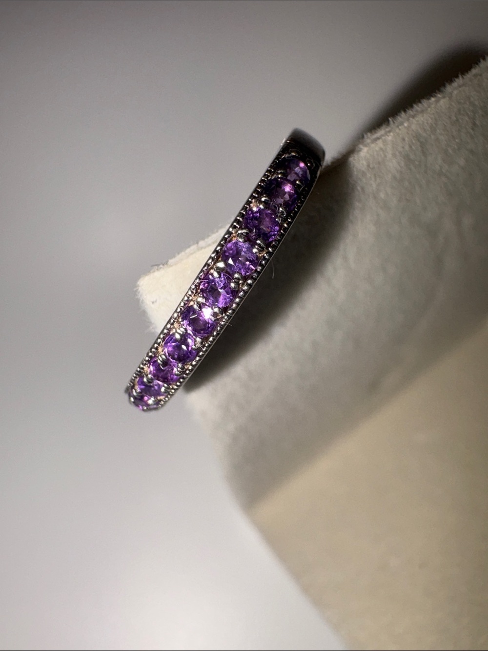 Purple Gemstone Sterling Band Ring (size 6)